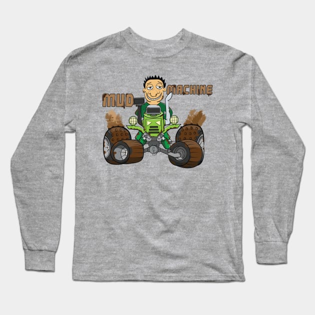 Green Mud Machine 4x4 Offroad Truck Tractor Long Sleeve T-Shirt by Dad n Son Designs